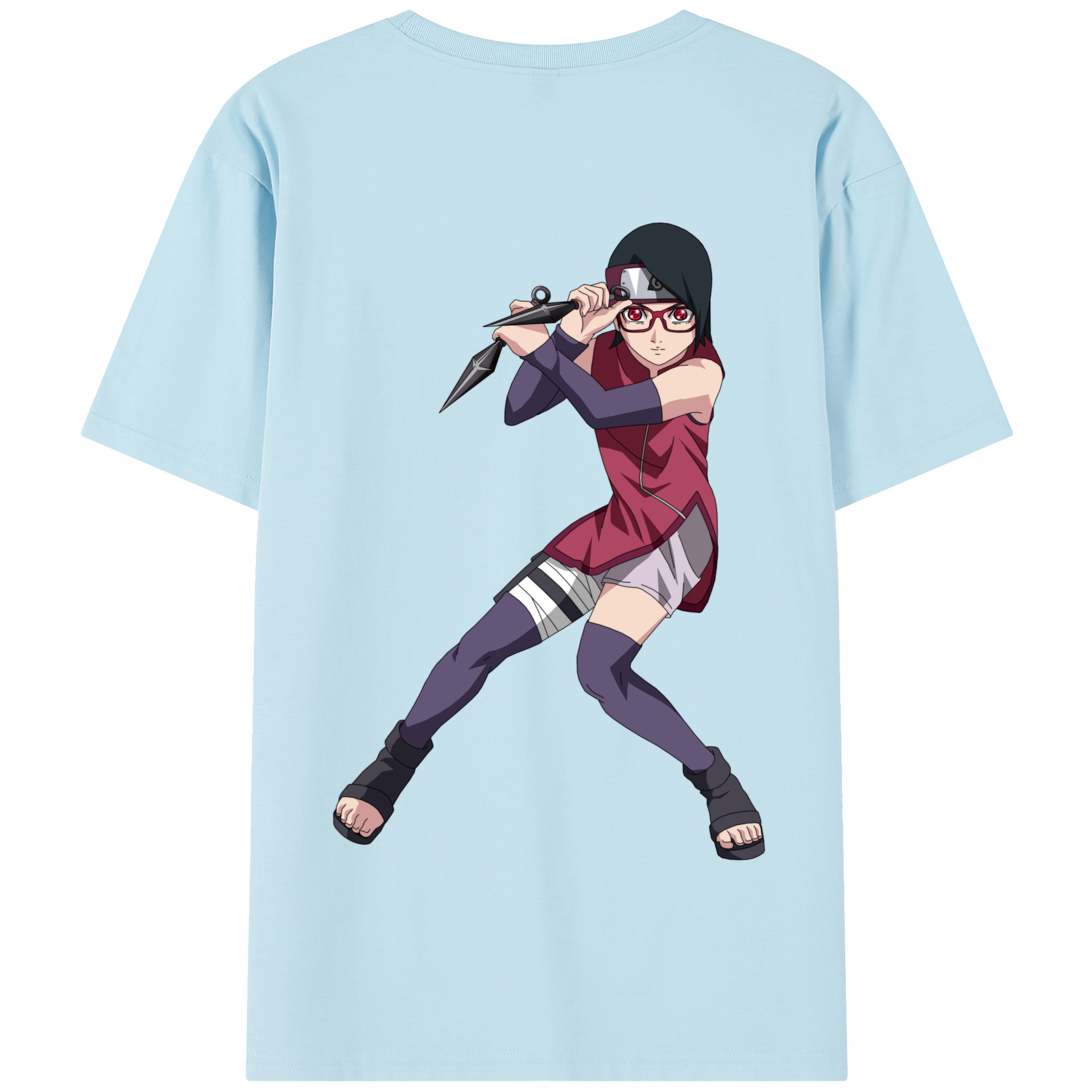 （画像用） NARUTO -ナルト- うちは サラダ Uchiha Sarada 綿100％半袖Tシャツ（背面プリント）
